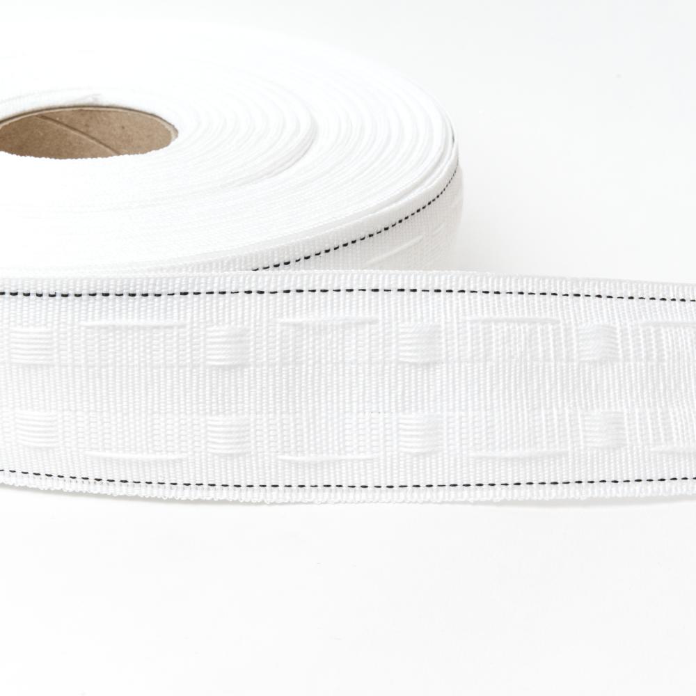 Curtain Tape Polyester White Lapped 50mm Wide 500mtr