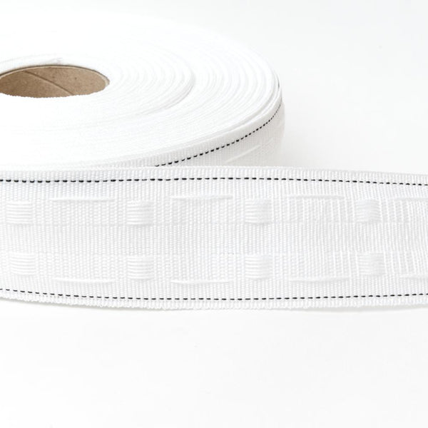 Curtain Tape Polyester White Lapped 50mm Wide - 500mtr
