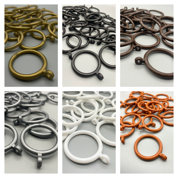 Silent Glide Curtain Rod Rings With Loose Eyelet - Various Colours -  Internal Diameter ø 35mm