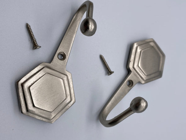 Contemporary Curtain Tie Back Hooks - Matte Nickel - Pack of 100 - www.mydecorstore.co.uk