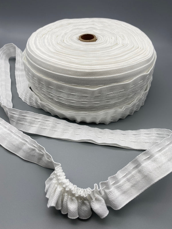 Flange Lining Cotton Heading Tape 25mm Cream/White - 100m Roll - www.mydecorstore.co.uk